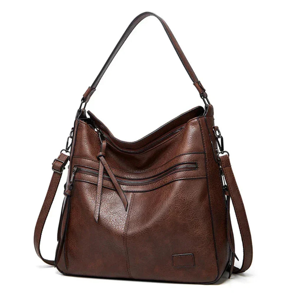 Geräumige Schultertasche mit Reißverschlussfächern für Damen