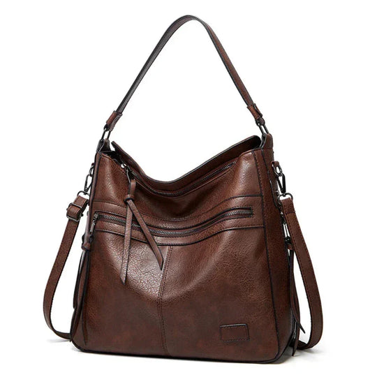 Geräumige Schultertasche mit Reißverschlussfächern für Damen