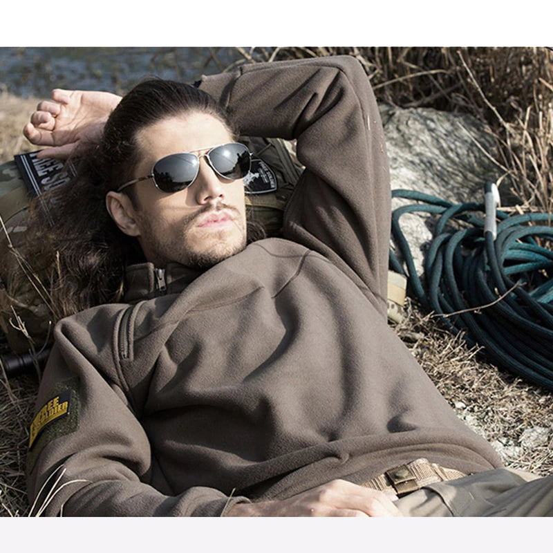 Herren Fleece Pullover Mit Stehkragen Und Taschen