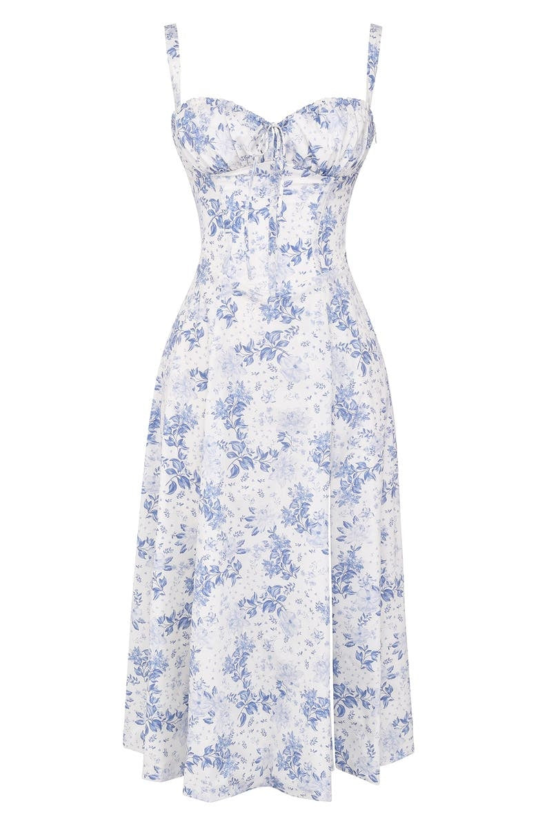 Florales Bustier Midriff Cutout Bodycon Kleid