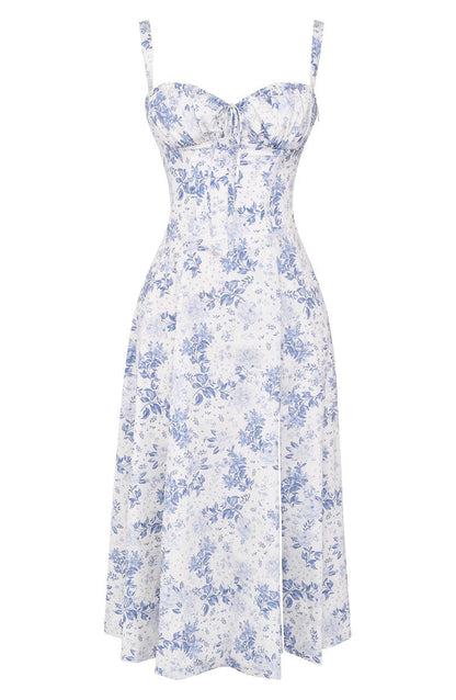 Florales Bustier Midriff Cutout Bodycon Kleid