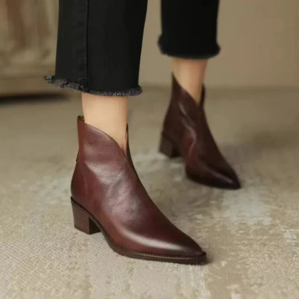 Damen Stiefeletten Mit Blockabsatz Und Klassischem Design