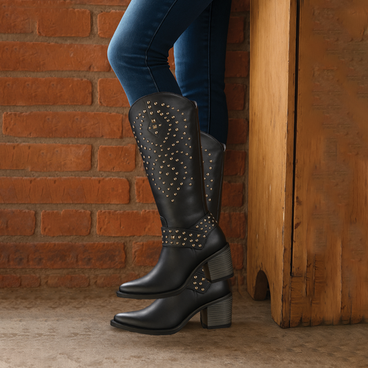 Damen Western Stiefel Mit Kniehohem Schaft