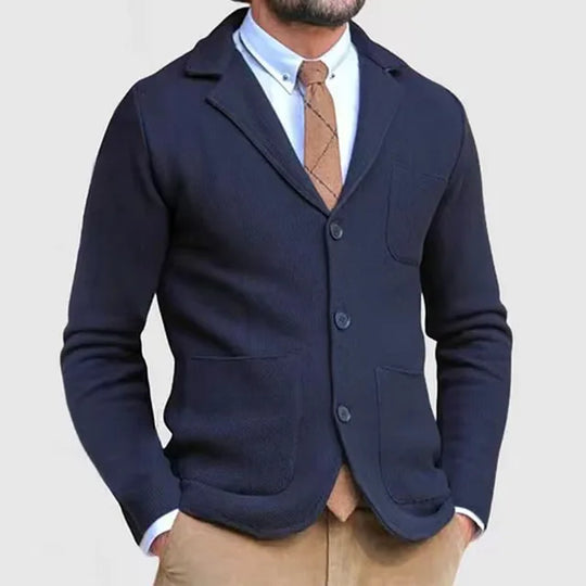 Herren Strickblazer Mit Klassischem Design
