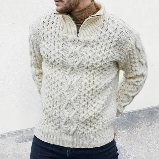 Herren Strickpullover Mit Half Zip Kragen