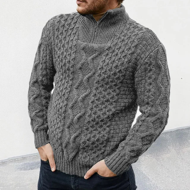 Herren Strickpullover Mit Half Zip Kragen