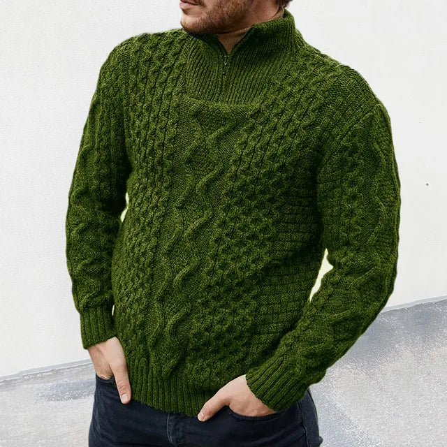 Herren Strickpullover Mit Half Zip Kragen