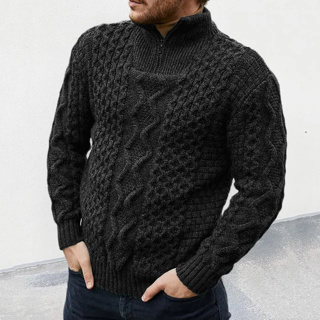 Herren Strickpullover Mit Half Zip Kragen