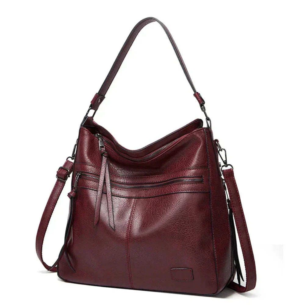 Geräumige Schultertasche mit Reißverschlussfächern für Damen