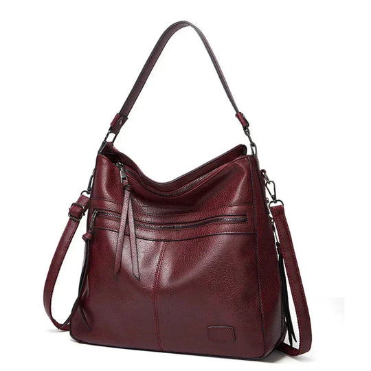 Geräumige Schultertasche mit Reißverschlussfächern für Damen