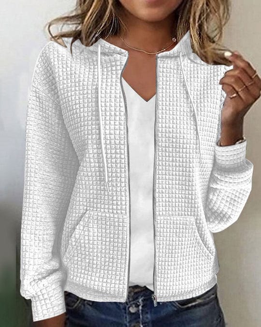 Damen Modische Kapuzenjacke Mit Taschen