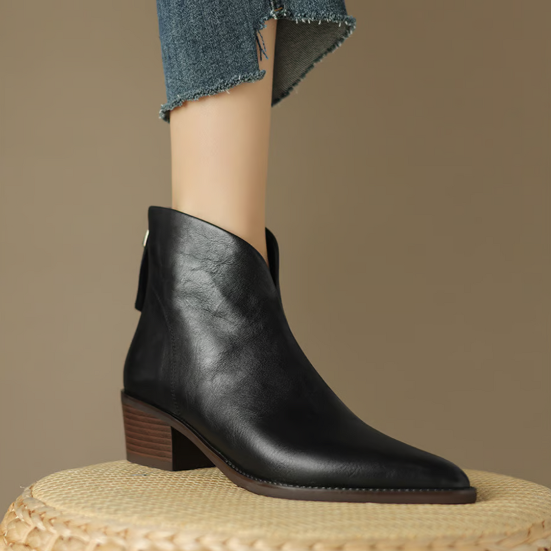 Damen Stiefeletten Mit Blockabsatz Und Klassischem Design