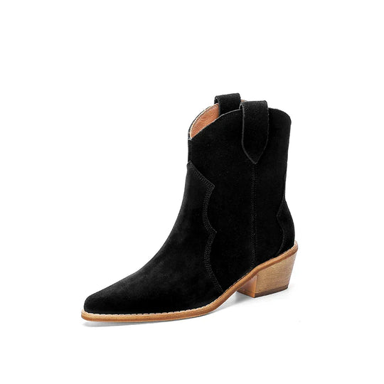 Damen Cowboy Stiefel Mit Niedrigem Absatz