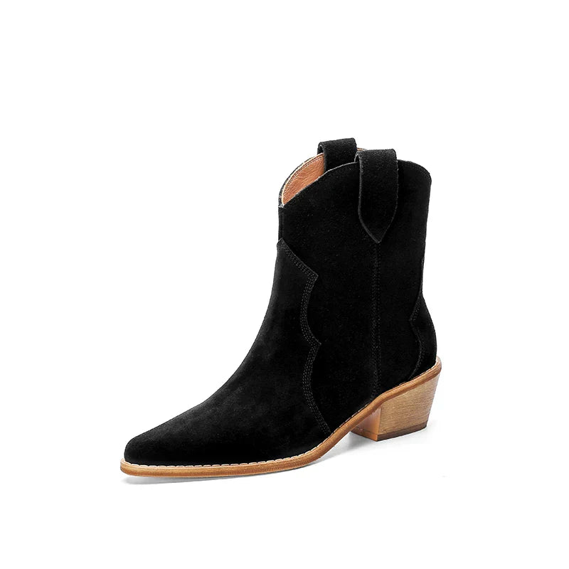 Damen Cowboy Stiefel Mit Niedrigem Absatz