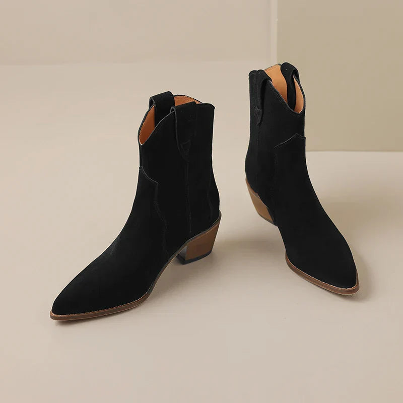Damen Cowboy Stiefel Mit Niedrigem Absatz