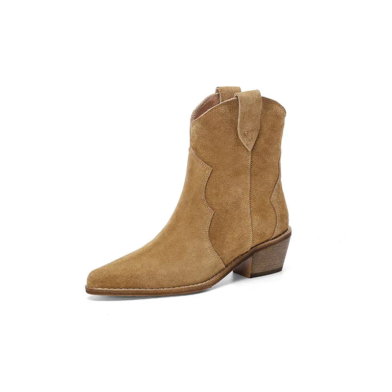 Damen Cowboy Stiefel Mit Niedrigem Absatz