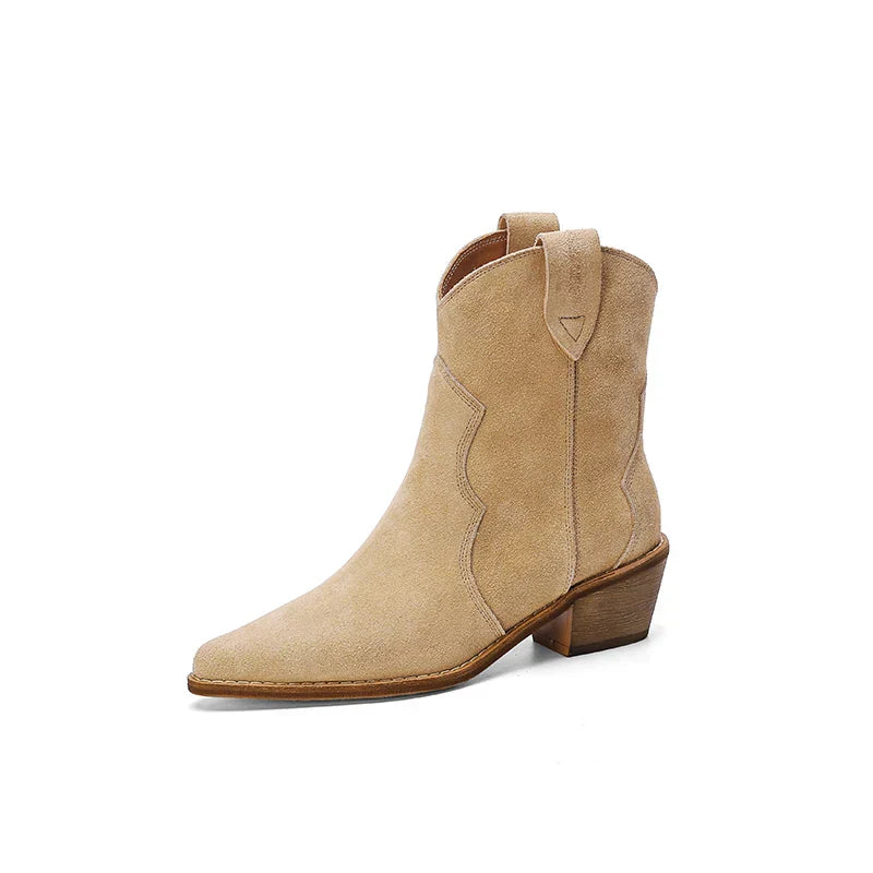 Damen Cowboy Stiefel Mit Niedrigem Absatz