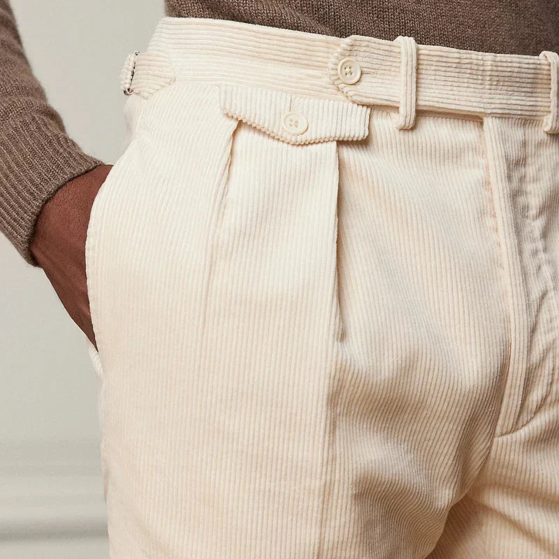 Herren Cordhose Mit Hoher Taille Und Falten