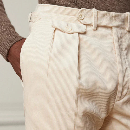 Herren Cordhose Mit Hoher Taille Und Falten