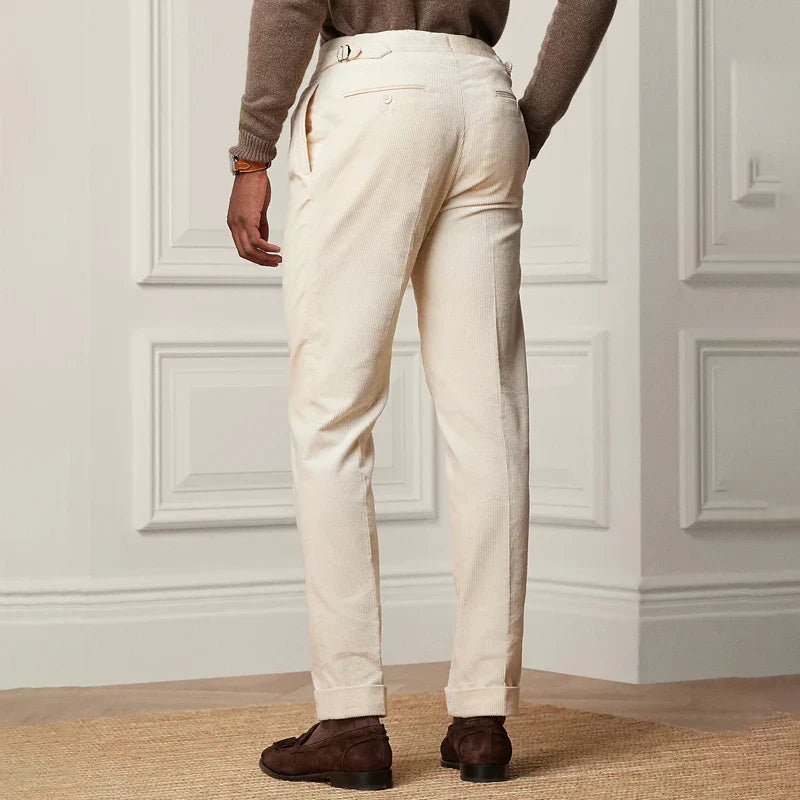 Herren Cordhose Mit Hoher Taille Und Falten