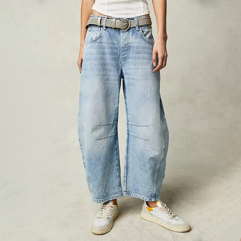 Damen Weite Jeans Im Lässigen Stil