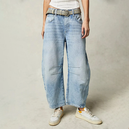 Damen Weite Jeans Im Lässigen Stil