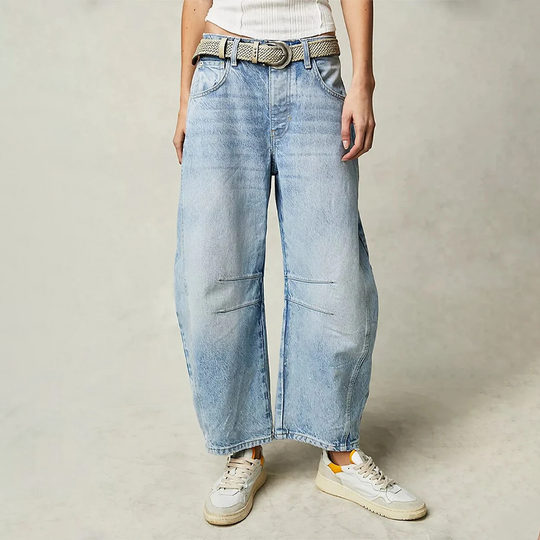 Damen Weite Jeans Im Lässigen Stil