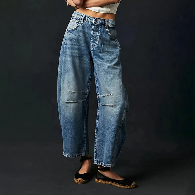 Damen Weite Jeans Im Lässigen Stil