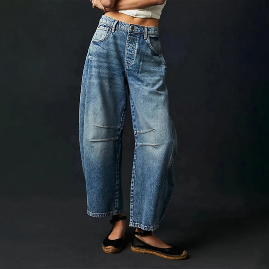 Damen Weite Jeans Im Lässigen Stil