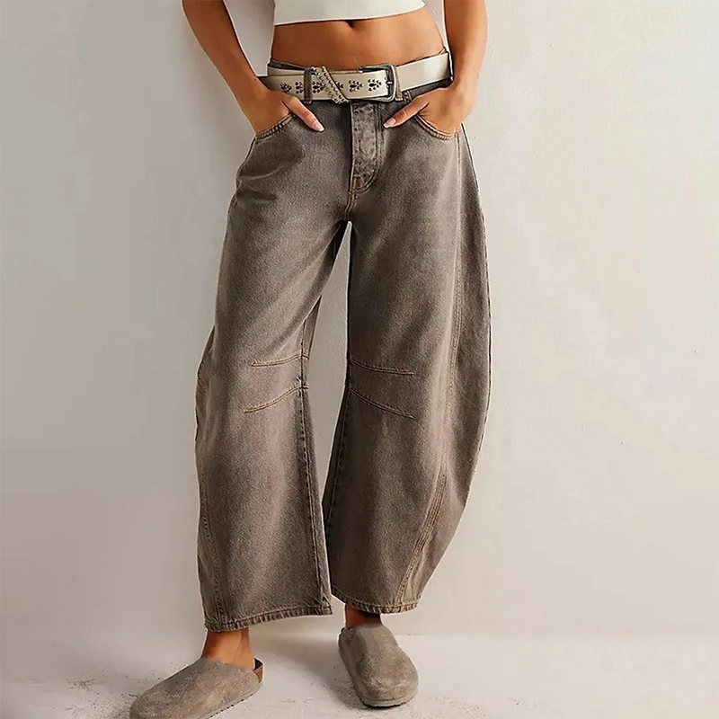 Damen Weite Jeans Im Lässigen Stil