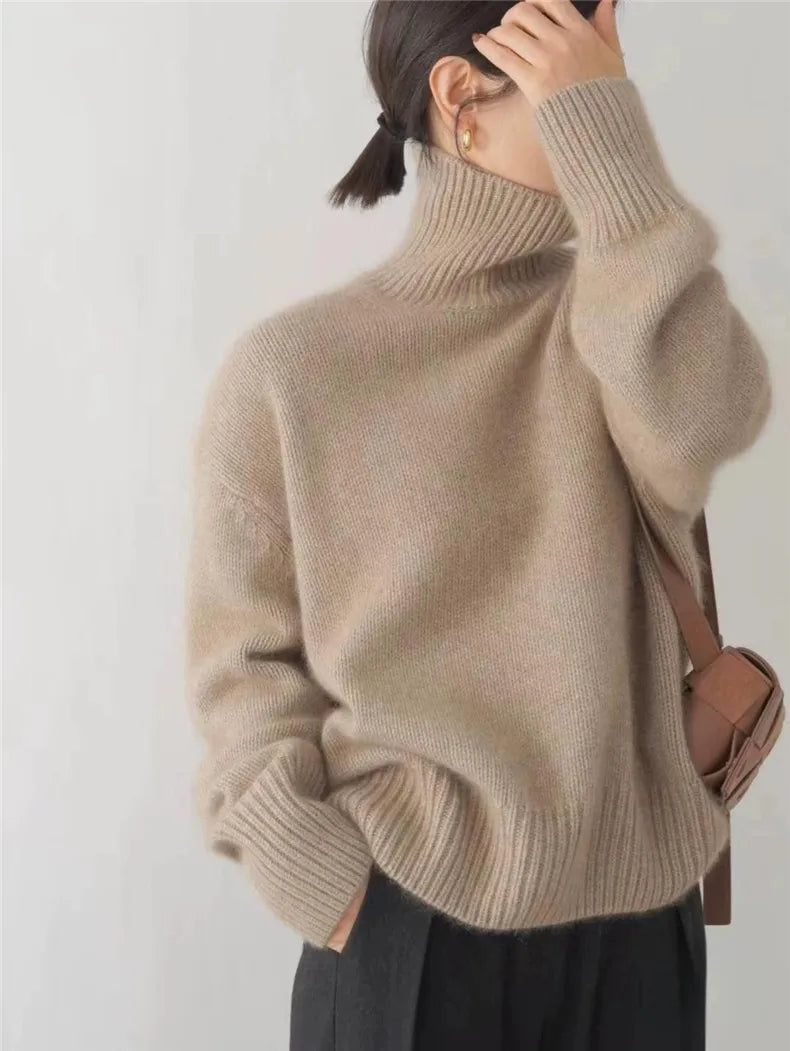 Damen Kaschmir Rollkragenpullover Mit Klassischem Design