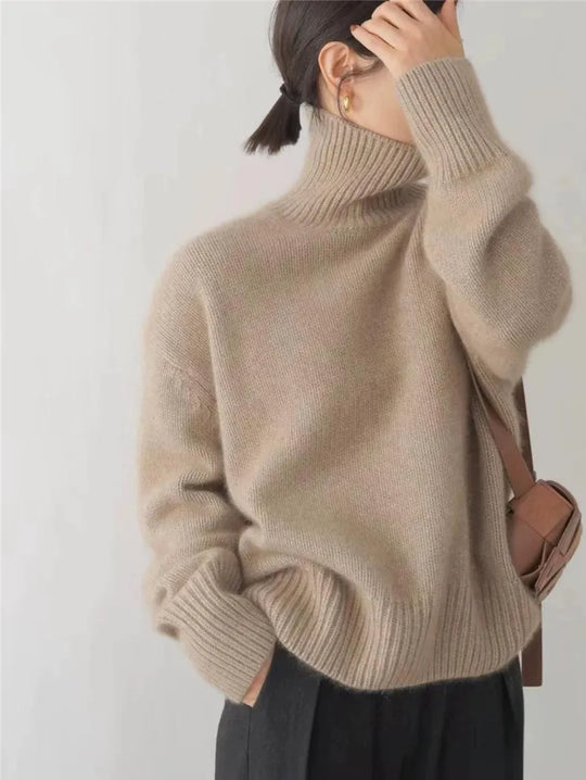 Damen Kaschmir Rollkragenpullover Mit Klassischem Design