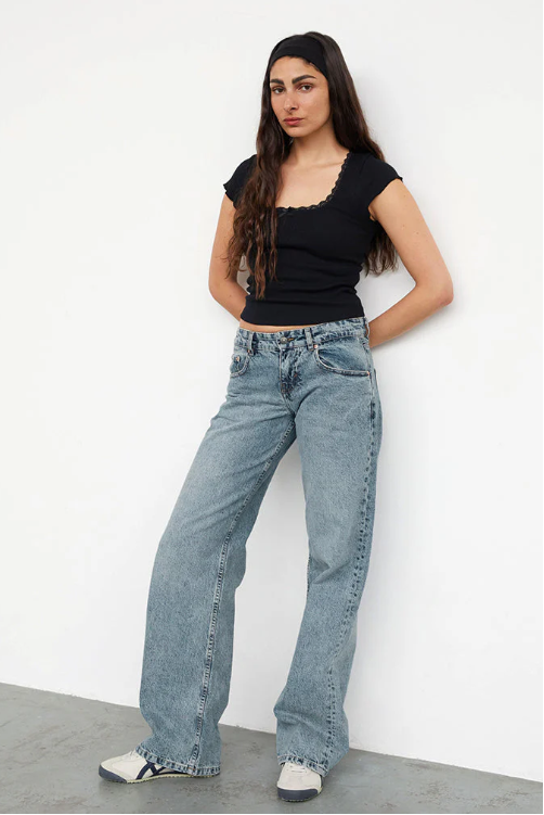 Damen Stretch Jeans Mit Niedriger Taille