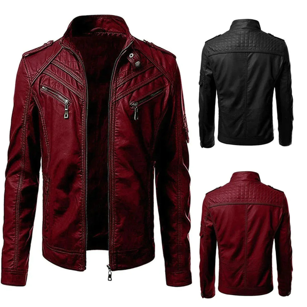 Herren Motorrad Lederjacke Mit Robustem Design