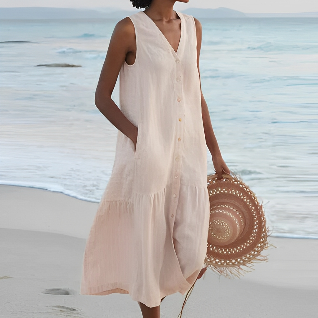 Einfaches Leinen-Sommerkleid für Damen