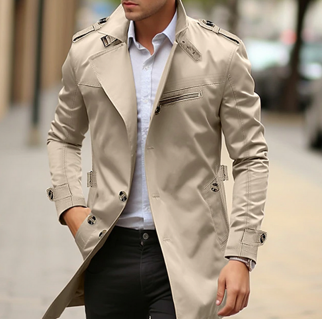 Herren Wasserfester Mantel Mit Klassischer Eleganz