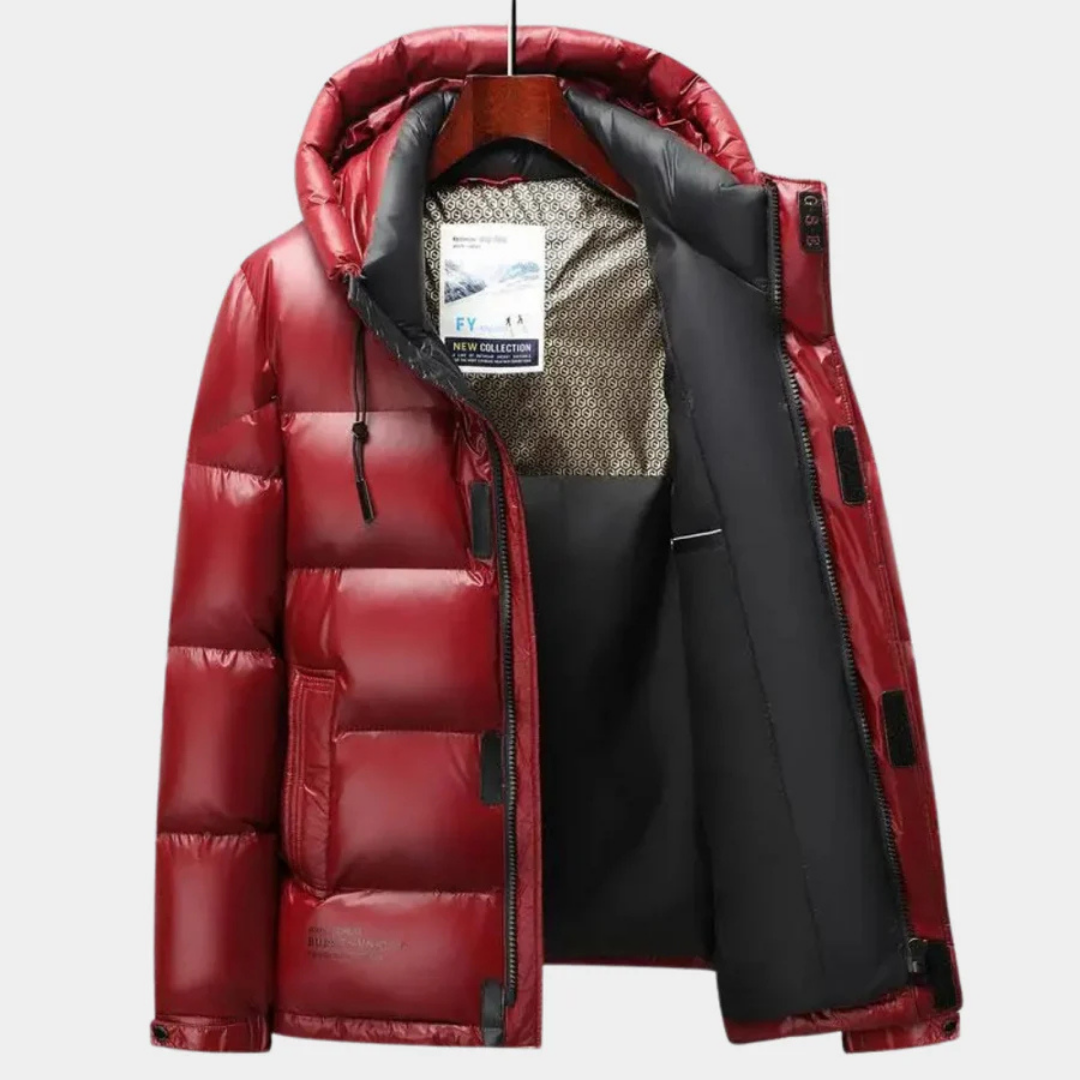 Herren Winter Steppjacke Mit Kapuze Und Reißverschluss