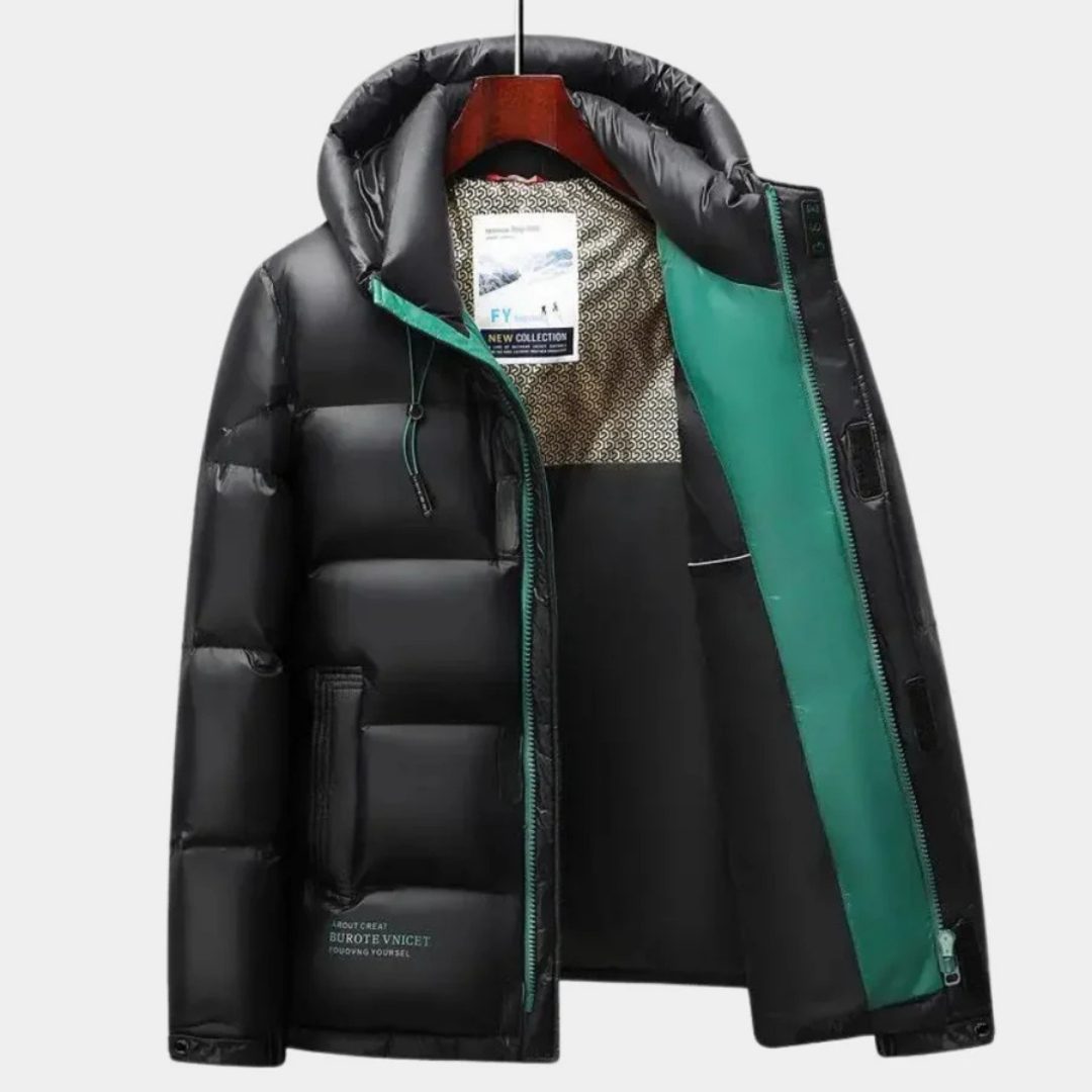 Herren Winter Steppjacke Mit Kapuze Und Reißverschluss