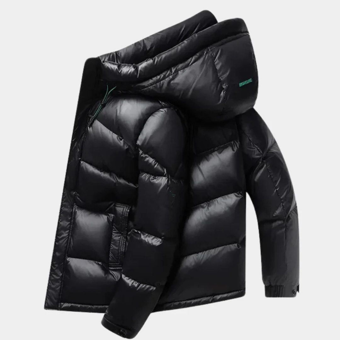 Herren Winter Steppjacke Mit Kapuze Und Reißverschluss