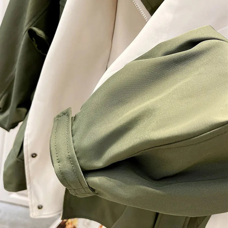Damen Windjacke Mit Kapuze Und Verstellbarer Taille