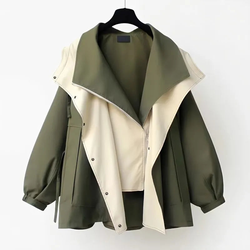 Damen Windjacke Mit Kapuze Und Verstellbarer Taille