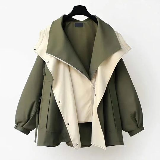 Damen Windjacke Mit Kapuze Und Verstellbarer Taille
