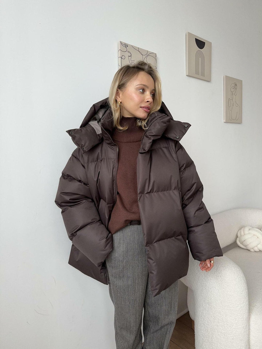 Damen Pufferjacke Mit Klassischem Design Für Winter