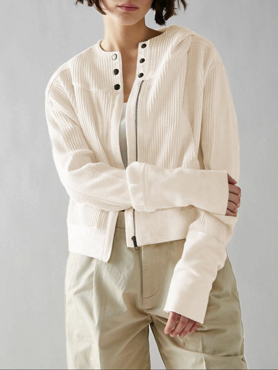 Damen Kapuzenjacke Mit Strukturmuster