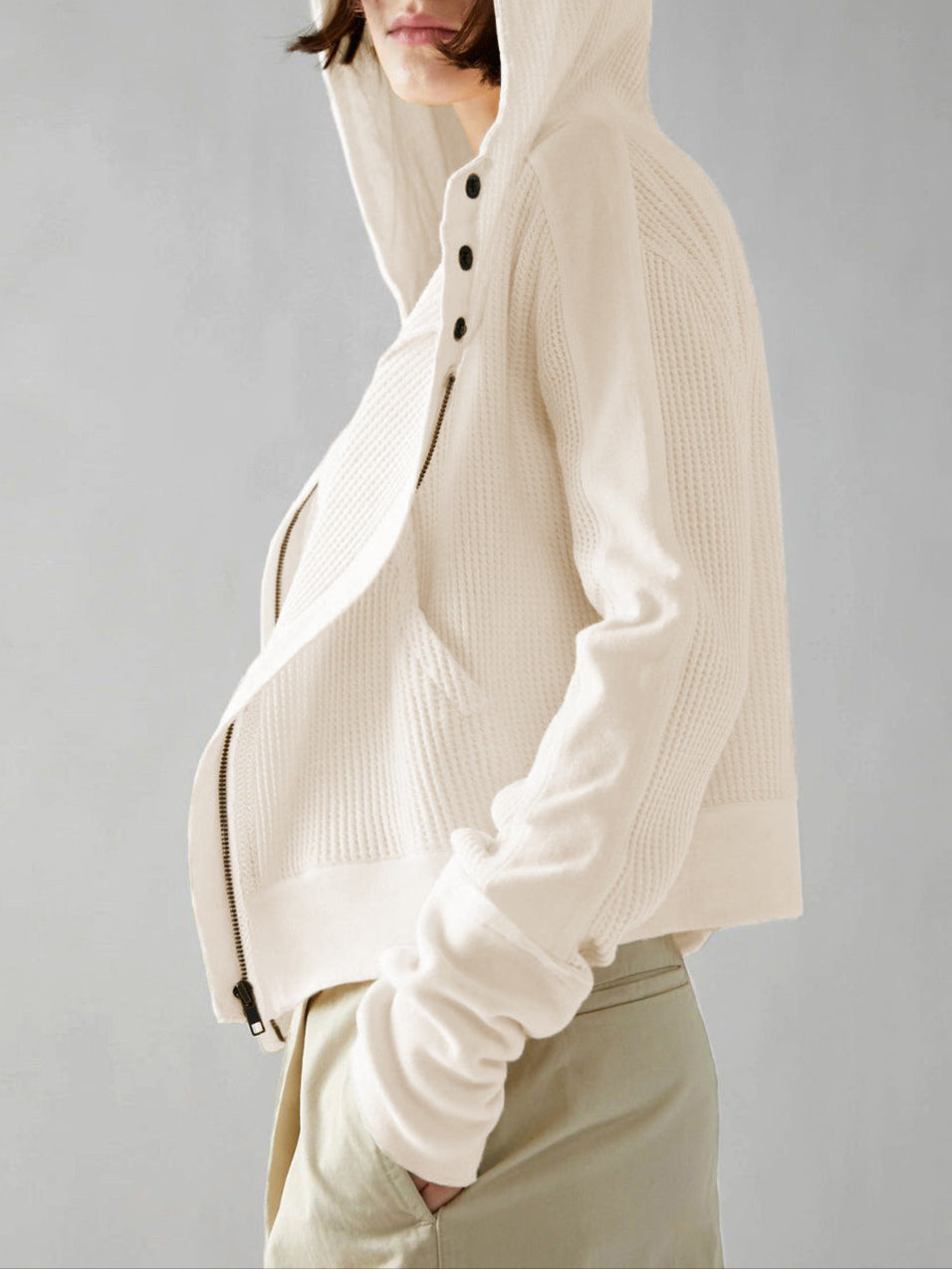 Damen Kapuzenjacke Mit Strukturmuster