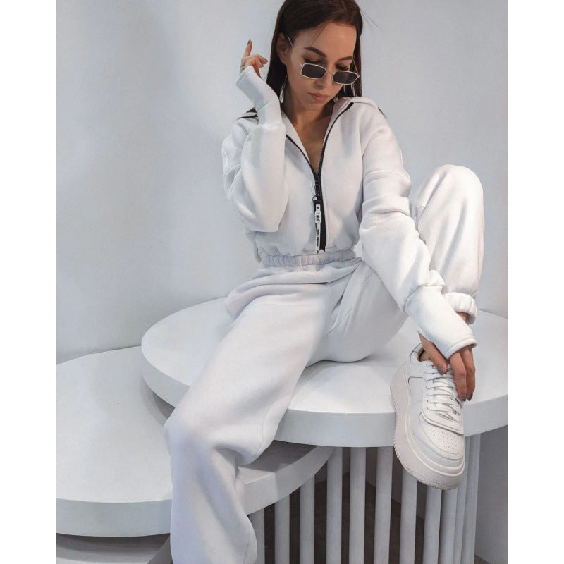 Damen Sportliches Hoodie Set Mit Reißverschluss
