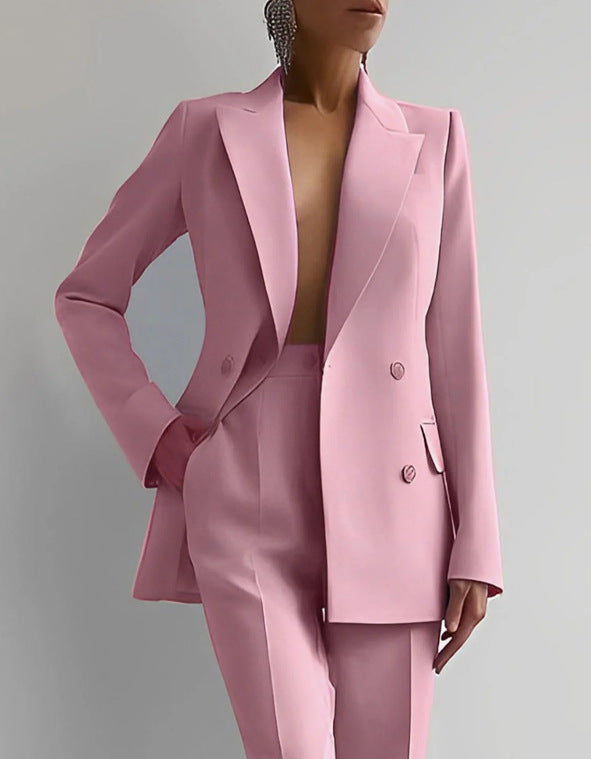 Damen Blazer Und Hosen Set Mit Geradem Schnitt