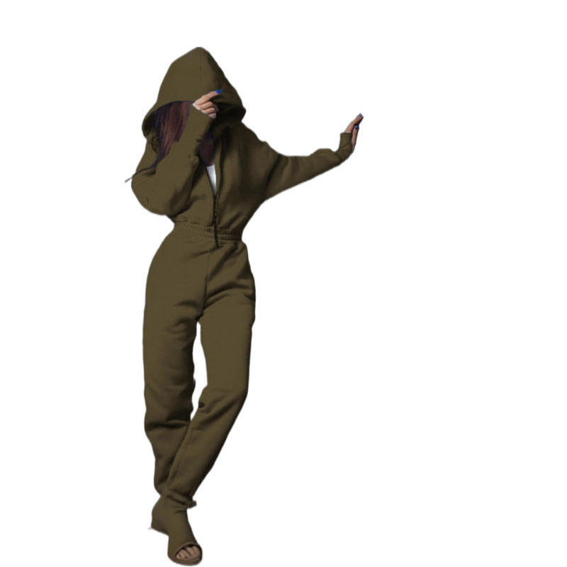 Damen Sportliches Hoodie Set Mit Reißverschluss