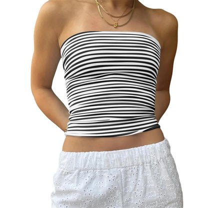 Damen-gestreiftes Bustier-Top mit feinen Linien