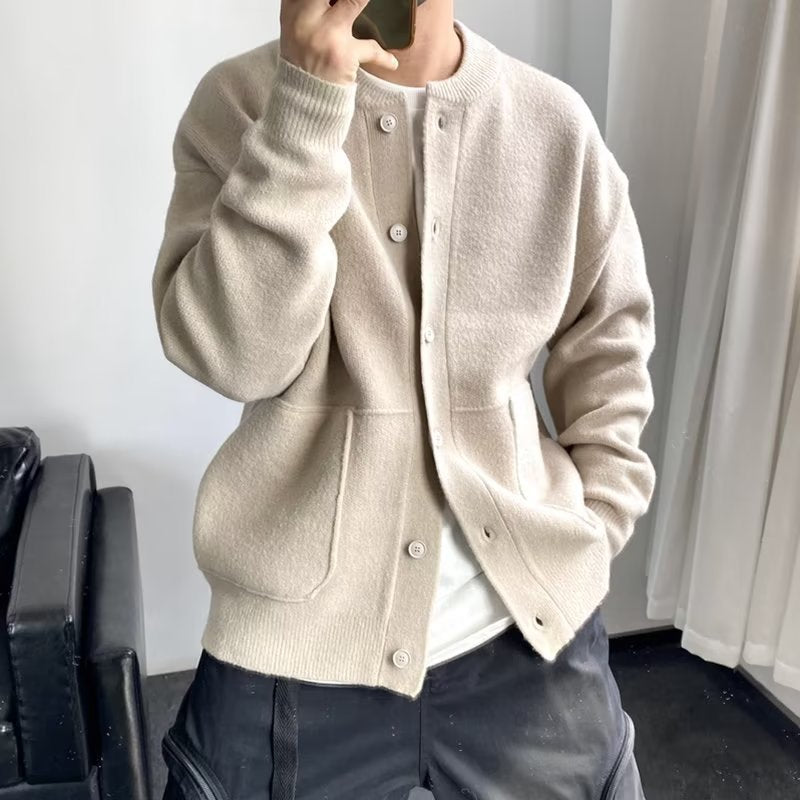 Herren Strickpullover Mit Knopfleiste